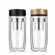 Eco Friendly Customized Double Glass Water Bottle with Tea Infuser Glass Water Bottle Bpa Free